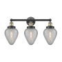 Innovations Lighting Geneseo 3 Light 24" Wide Vanity Light Black Antique Brass / Clear Crackled