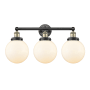 Innovations Lighting Beacon 3 Light 25" Wide Vanity Light Black Antique Brass / Matte White