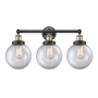 Innovations Lighting Beacon 3 Light 25" Wide Vanity Light Black Antique Brass / Clear
