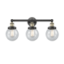 Innovations Lighting Beacon 3 Light 25" Wide Vanity Light Black Antique Brass / Seedy / Multi-Colored