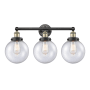 Innovations Lighting Beacon 3 Light 25" Wide Vanity Light Black Antique Brass / Seedy