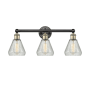 Innovations Lighting Conesus 3 Light 24" Wide Vanity Light Black Antique Brass / Clear Crackle