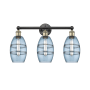 Innovations Lighting Vaz 3 Light 24" Wide Vanity Light Black Antique Brass / Princess Blue