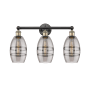 Innovations Lighting Vaz 3 Light 24" Wide Vanity Light Black Antique Brass / Light Smoke