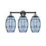 Innovations Lighting Vaz 3 Light 26" Wide Vanity Light Black Antique Brass / Princess Blue