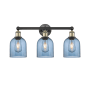 Innovations Lighting Bella 3 Light 24" Wide Vanity Light Black Antique Brass / Princess Blue