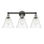 Innovations Lighting Berkshire 3 Light 26" Wide Vanity Light Black Antique Brass / Clear