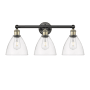 Innovations Lighting Bristol Glass 3 Light 26" Wide Vanity Light Black Antique Brass / Clear