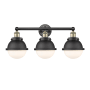 Innovations Lighting Hampden 3 Light 26" Wide Vanity Light Black Antique Brass / Matte Black / Matte White