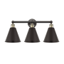 Innovations Lighting Ballston Cone 3 Light 26" Wide Vanity Light Black Antique Brass / Matte Black