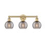 Innovations Lighting Athens Deco Swirl 3 Light 24" Wide Vanity Light Brushed Brass / Light Smoke Deco Swirl