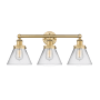 Innovations Lighting Cone 3 Light 26" Wide Vanity Light Brushed Brass / Clear