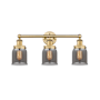 Innovations Lighting Bell 3 Light 25" Wide Vanity Light Brushed Brass / Plated Smoke / Multi-Colored