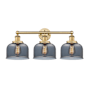 Innovations Lighting Bell 3 Light 25" Wide Vanity Light Brushed Brass / Plated Smoke