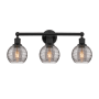 Innovations Lighting Athens Deco Swirl 3 Light 24" Wide Vanity Light Matte Black / Light Smoke Deco Swirl