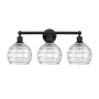 Innovations Lighting Athens 3 Light 26" Wide Vanity Light Matte Black / Clear Deco Swirl