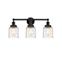 Innovations Lighting Bell 3 Light 25" Wide Vanity Light Matte Black / Clear Deco Swirl