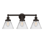 Innovations Lighting Cone 3 Light 26" Wide Vanity Light Oil Rubbed Bronze / Clear