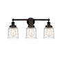 Innovations Lighting Bell 3 Light 25" Wide Vanity Light Oil Rubbed Bronze / Clear Deco Swirl