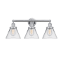 Innovations Lighting Cone 3 Light 26" Wide Vanity Light Polished Chrome / Clear