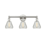 Innovations Lighting Conesus 3 Light 24" Wide Vanity Light Polished Nickel / Clear Crackle