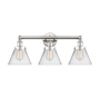 Innovations Lighting Cone 3 Light 26" Wide Vanity Light Polished Nickel / Clear