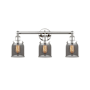Innovations Lighting Bell 3 Light 25" Wide Vanity Light Polished Nickel / Plated Smoke / Multi-Colored