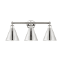 Innovations Lighting Ballston Cone 3 Light 26" Wide Vanity Light Polished Nickel