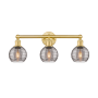 Innovations Lighting Athens Deco Swirl 3 Light 24" Wide Vanity Light Satin Gold / Light Smoke Deco Swirl