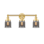 Innovations Lighting Bell 3 Light 25" Wide Vanity Light Satin Gold / Plated Smoke / Multi-Colored