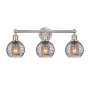 Innovations Lighting Athens Deco Swirl 3 Light 24" Wide Vanity Light Brushed Satin Nickel / Light Smoke Deco Swirl
