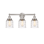 Innovations Lighting Bell 3 Light 25" Wide Vanity Light Brushed Satin Nickel / Clear Deco Swirl
