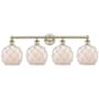 Innovations Lighting Farmhouse Rope 4 Light 35" Wide Vanity Light Antique Brass / White Glass with White Rope
