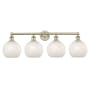 Innovations Lighting White Mouchette 4 Light 35" Wide Vanity Light Antique Brass