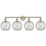 Innovations Lighting Farmhouse Rope 4 Light 35" Wide Vanity Light Antique Brass / Clear Glass with White Rope