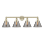 Innovations Lighting Cone 4 Light 34" Wide Vanity Light Antique Brass / Plated Smoke / Multi-Colored