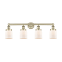 Innovations Lighting Bell 4 Light 34" Wide Vanity Light Antique Brass / Matte White / Multi-Colored