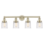 Innovations Lighting Bell 4 Light 34" Wide Vanity Light Antique Brass / Clear Deco Swirl / Multi-Colored