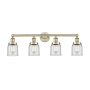 Innovations Lighting Bell 4 Light 34" Wide Vanity Light Antique Brass / Clear / Multi-Colored