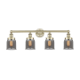 Innovations Lighting Bell 4 Light 34" Wide Vanity Light Antique Brass / Plated Smoke / Multi-Colored