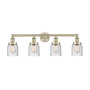 Innovations Lighting Bell 4 Light 34" Wide Vanity Light Antique Brass / Seedy / Multi-Colored