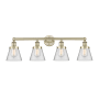 Innovations Lighting Cone 4 Light 34" Wide Vanity Light Antique Brass / Clear