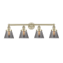 Innovations Lighting Cone 4 Light 34" Wide Vanity Light Antique Brass / Plated Smoke