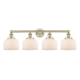 Innovations Lighting Bell 4 Light 34" Wide Vanity Light Antique Brass / Matte White