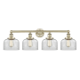 Innovations Lighting Bell 4 Light 34" Wide Vanity Light Antique Brass / Clear
