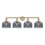 Innovations Lighting Bell 4 Light 34" Wide Vanity Light Antique Brass / Plated Smoke