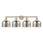 Innovations Lighting Bell 4 Light 34" Wide Vanity Light Antique Brass / Silver Plated Mercury