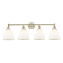 Innovations Lighting Bristol Glass 4 Light 35" Wide Vanity Light Antique Brass / Matte White