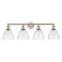 Innovations Lighting Bristol Glass 4 Light 35" Wide Vanity Light Antique Brass / Seedy