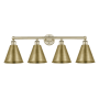 Innovations Lighting Ballston Cone 4 Light 35" Wide Vanity Light Antique Brass